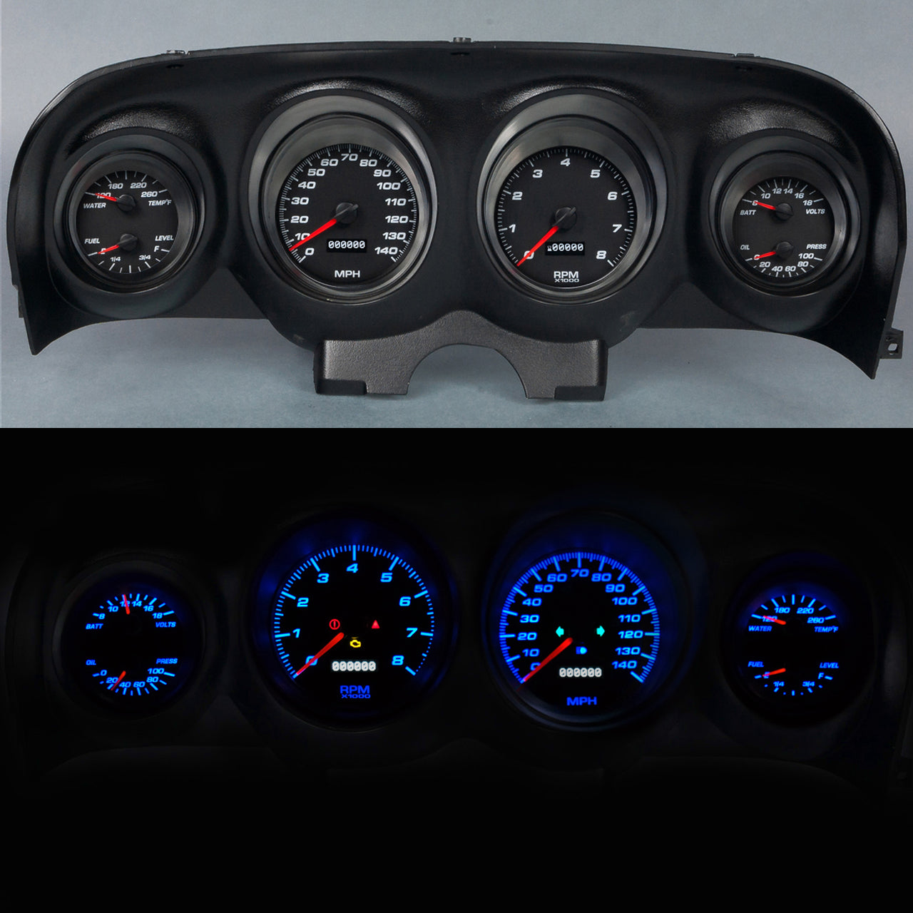 New Vintage Usa NVG69790-01 Gauge Kit Mustang 69-70 Perf II Black