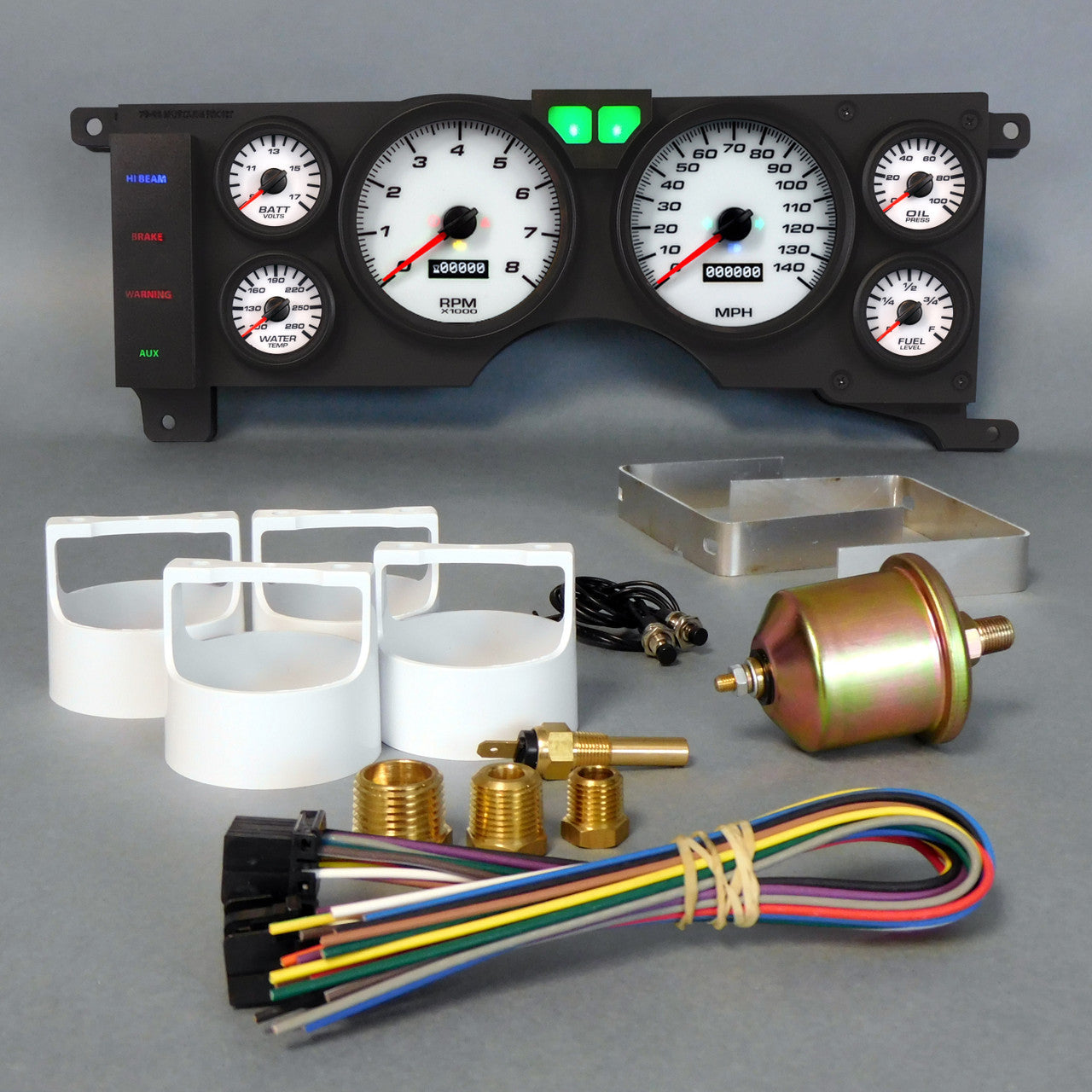 New Vintage Usa NVG79211-03 Gauge Kit Mustang 78-86 Perf II Wht