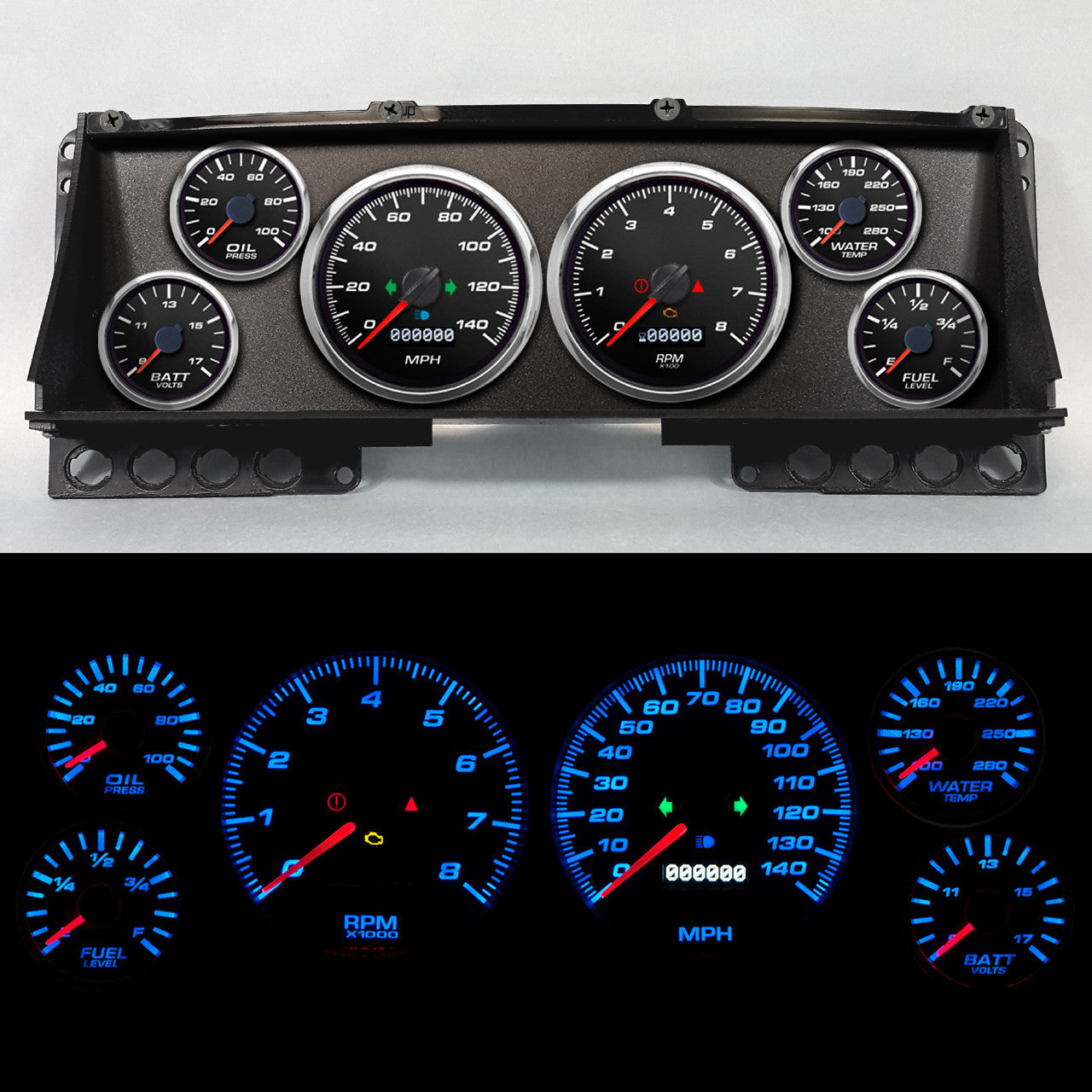 New Vintage Usa NVG88102-01 Gauge Kit Ford Truck 87-91 Perf II Black