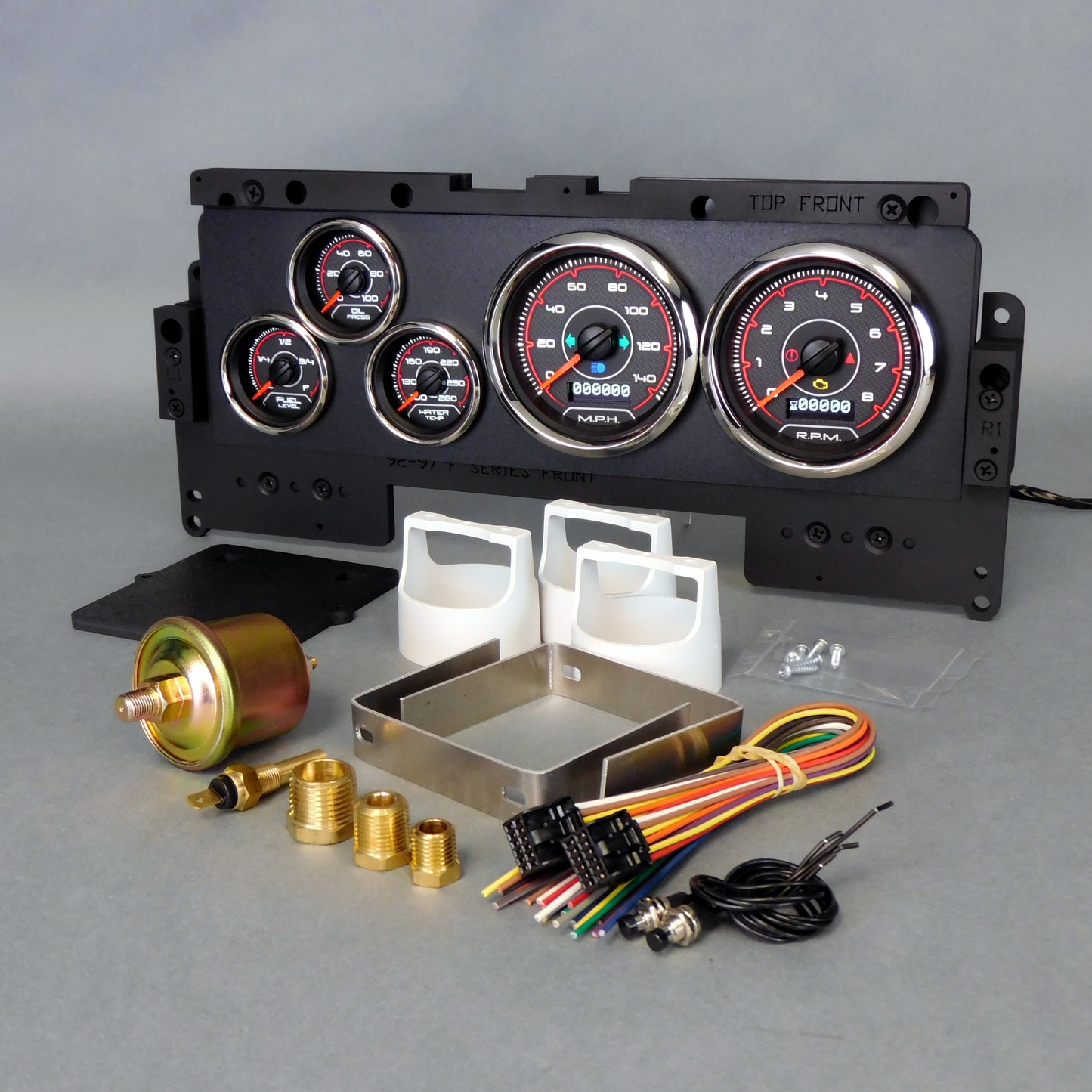 New Vintage Usa NVG92001-01 Gauge Kit Ford Truck 92-96 F/S CFR Red