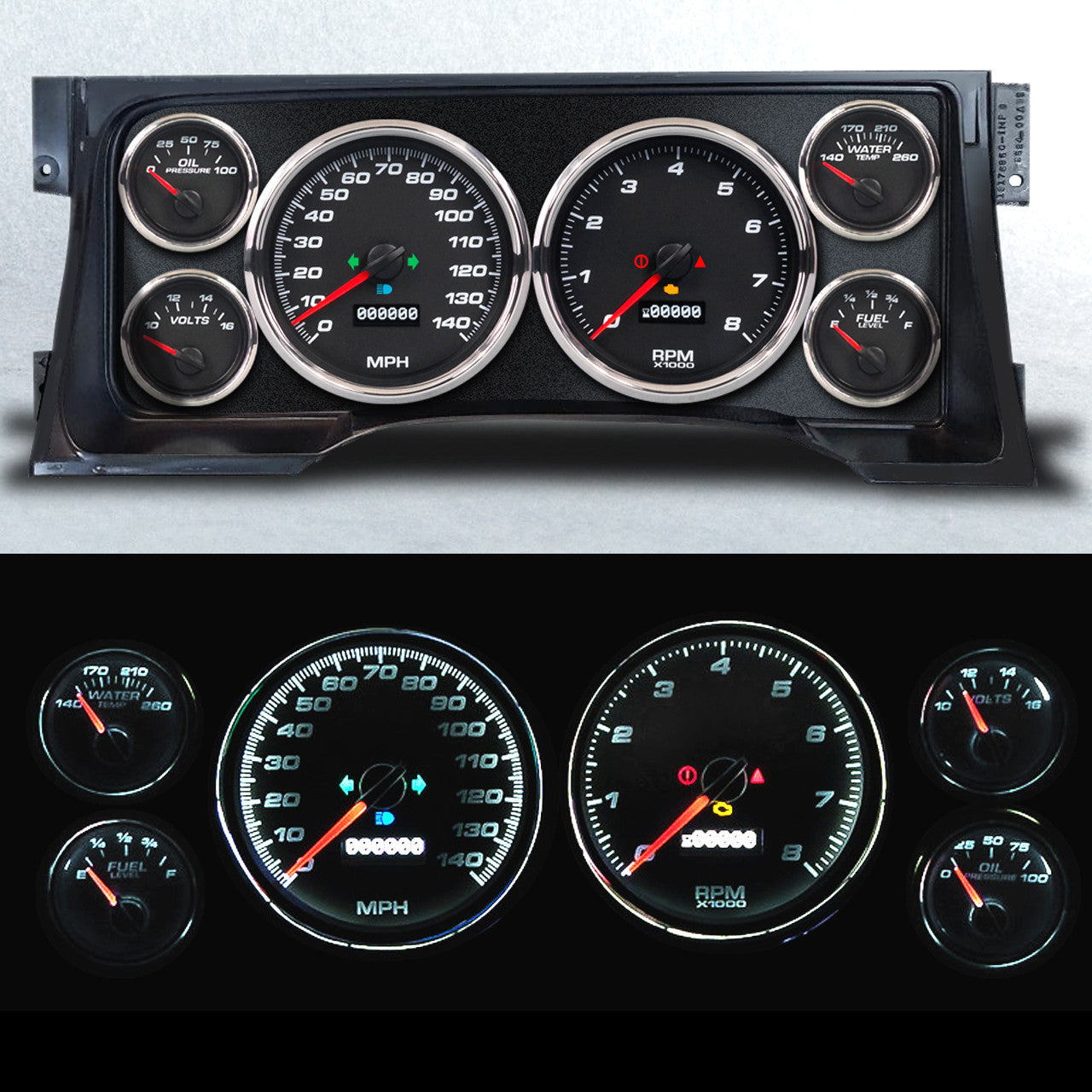 New Vintage Usa NVG95101-01 Gauge Kit GM Truck 95-98 Performance Black