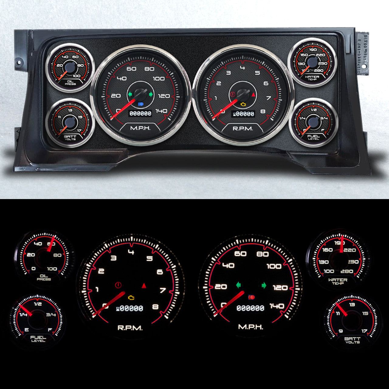 New Vintage Usa NVG95103-01 Gauge Kit GM Truck 95-98 CFR Red