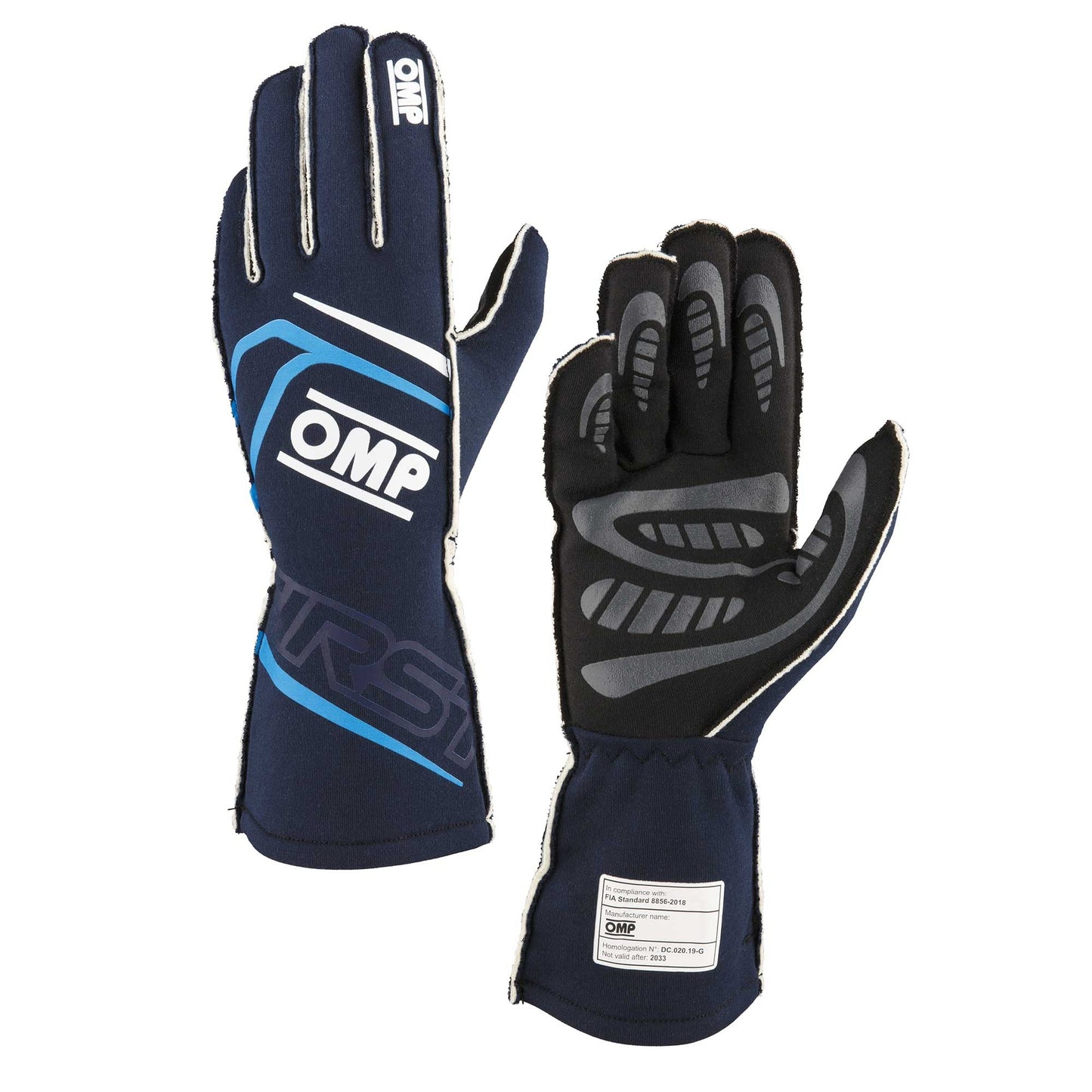Omp Racing, Inc. OMPIB0-0776-B01-244-XL FIRST GLOVES FIA 8856-20 18 MY2025 NAVY BLUE / CY