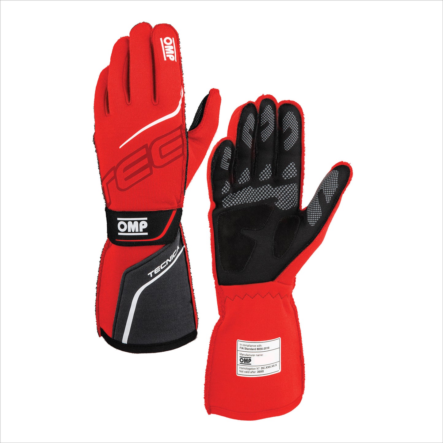 OMP Racing, Inc. OMPIB0-0779-A01-060-XL TECNICA GLOVES FIA 8856- 2018 RED / BLACK SZ. XL