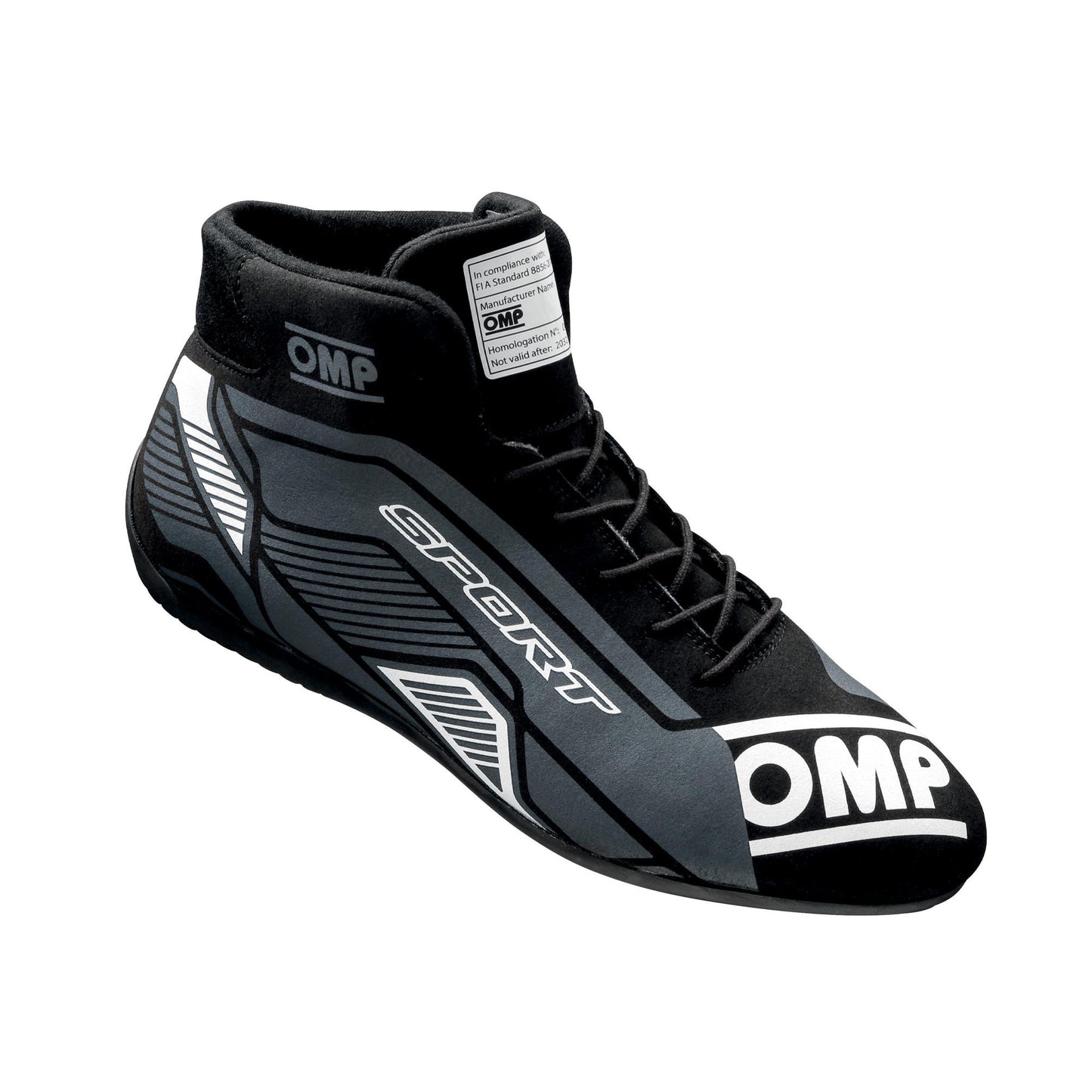 OMP Racing, Inc. OMPIC0-0829-A01-076-42 OMP SPORT SHOES FIA 8856 -2018 BLACK / WHITE SZ.