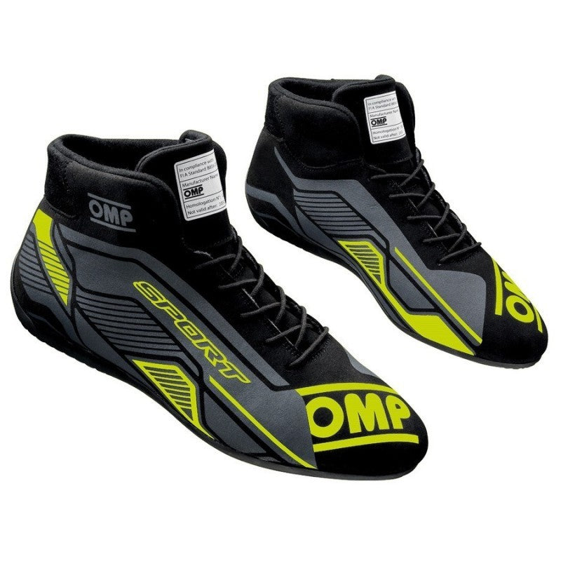 Omp Racing, Inc. OMPIC0-0829-A01-178-44 OMP SPORT SHOES FIA 8856 -2018 BLACK / FLUO YELLO