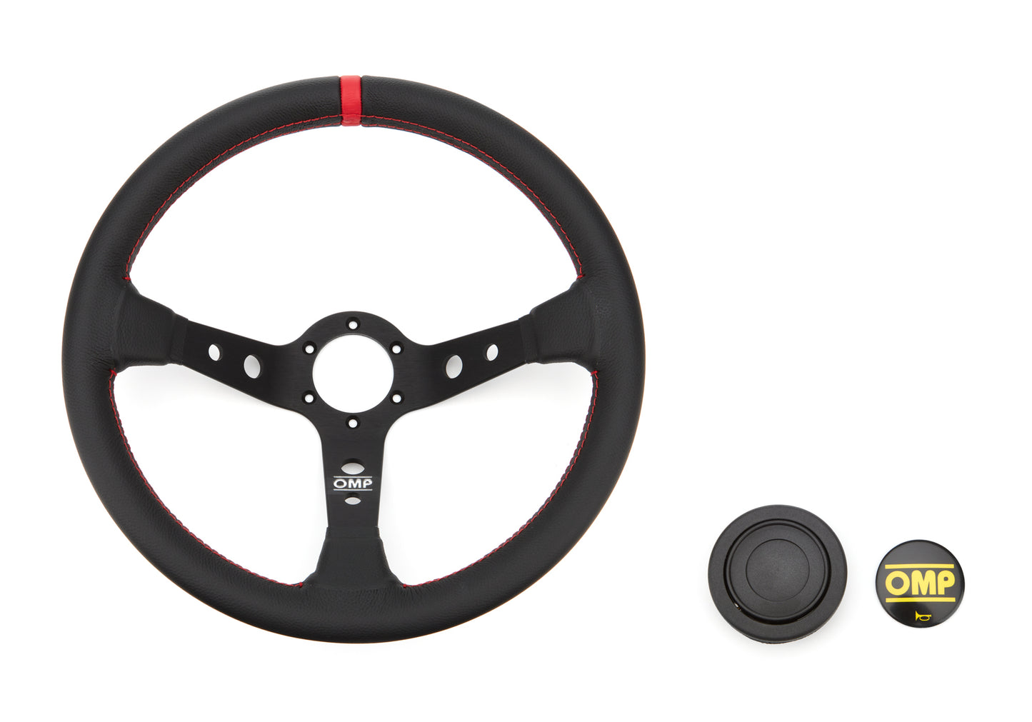 Omp Racing, Inc. OMPOD0-1956-073 Corsica Steering Wheel Black and Red Leather