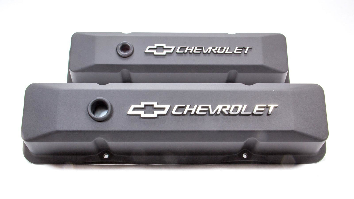 Proform PFM141-119 SBC Blk Crinkle Diecast V/C's - Raised Emblem