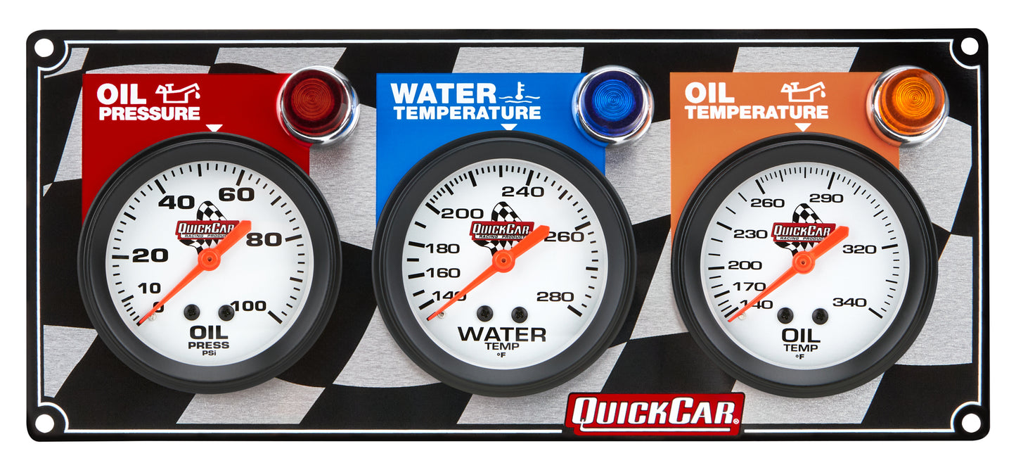Quickcar Racing Products QRP61-6011 3 Gauge Panel OP/WT/OT