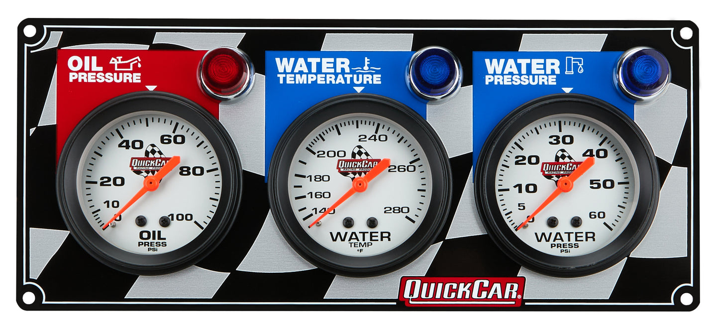 Quickcar Racing Products QRP61-6016 3 Gauge Panel OP/WT/WP