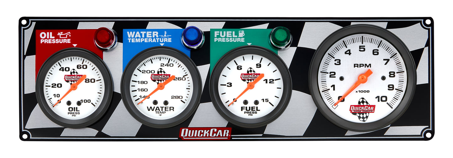 Quickcar Racing Products QRP61-60423 Gauge Panel OP/WT/FP w/Tach