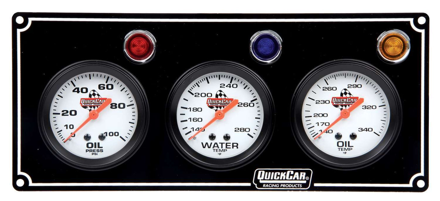 Quickcar Racing Products QRP61-6711 3 Gauge Panel OP/WT/OT Black