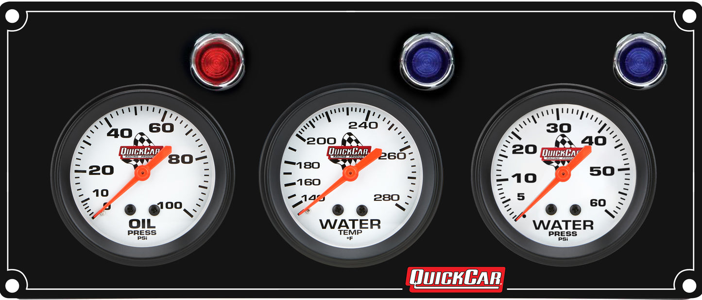 Quickcar Racing Products QRP61-6716 3 Gauge Panel OP/WT/WP Black