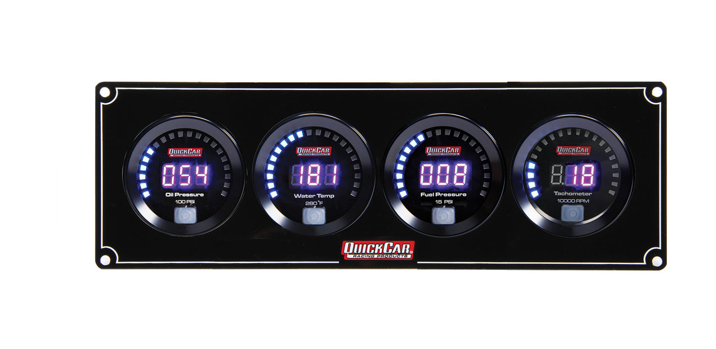 Quickcar Racing Products QRP67-3042 Digital 3-1 Gauge Panel OP/WT/FP w/Tach