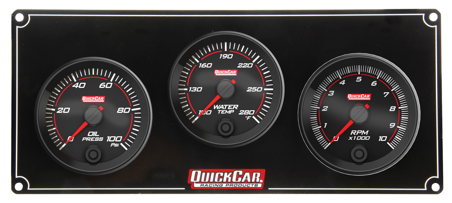 Quickcar Racing Products QRP69-2231 Redline 2-1 Gauge Panel OP/WT w/Recall Tach