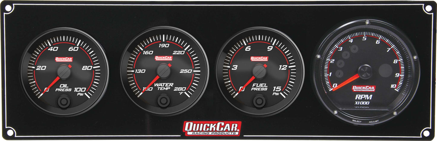 Quickcar Racing Products QRP69-3042 Redline 3-1 Gauge Panel OP/WT/FP w/Recall Tach