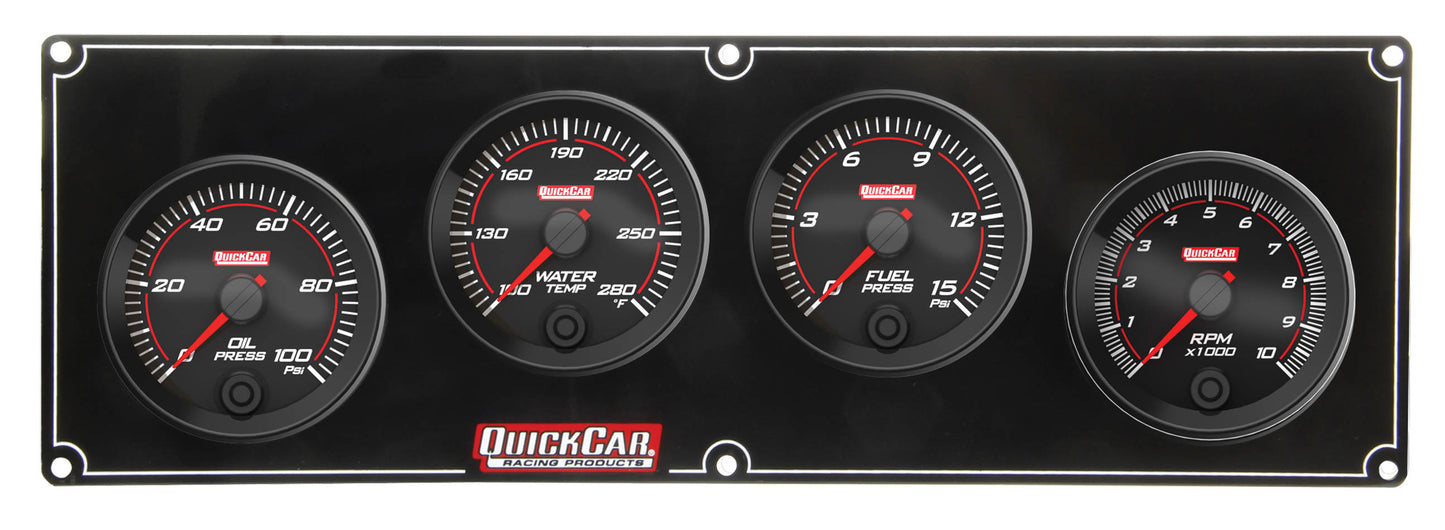 Quickcar Racing Products QRP69-3242 Redline 3-1 Gauge Panel OP/WT/FP w/2-5/8in Tach
