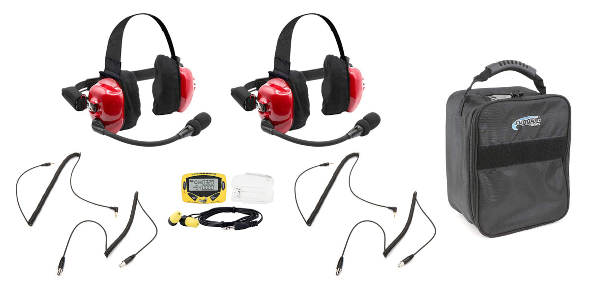 Rugged Radios RGRH80-FAN Headset Track Talk Red Linkable Intercom Fan