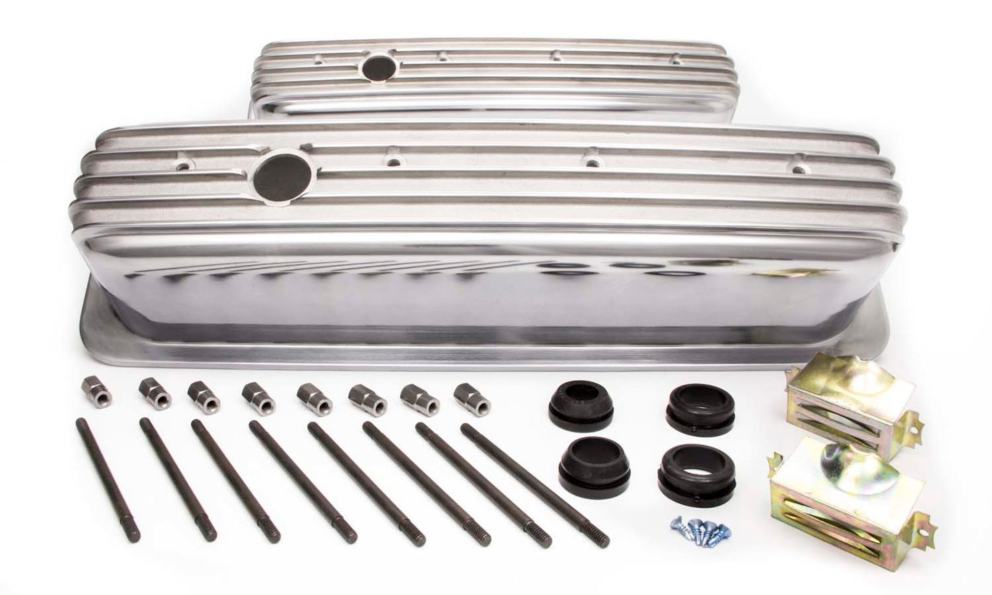 Racing Power Co-packaged RPCR6191 SBC Alum Finned Tall Center Bolt V/C Polished