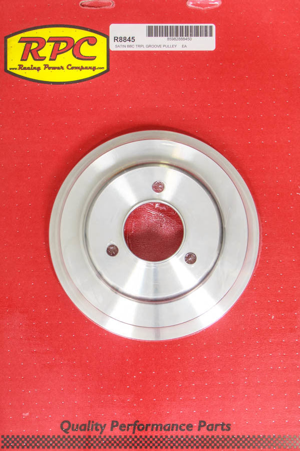 Racing Power Co-packaged RPCR8845 BBC 3 Goove Crank Pulley Long W/P Satin