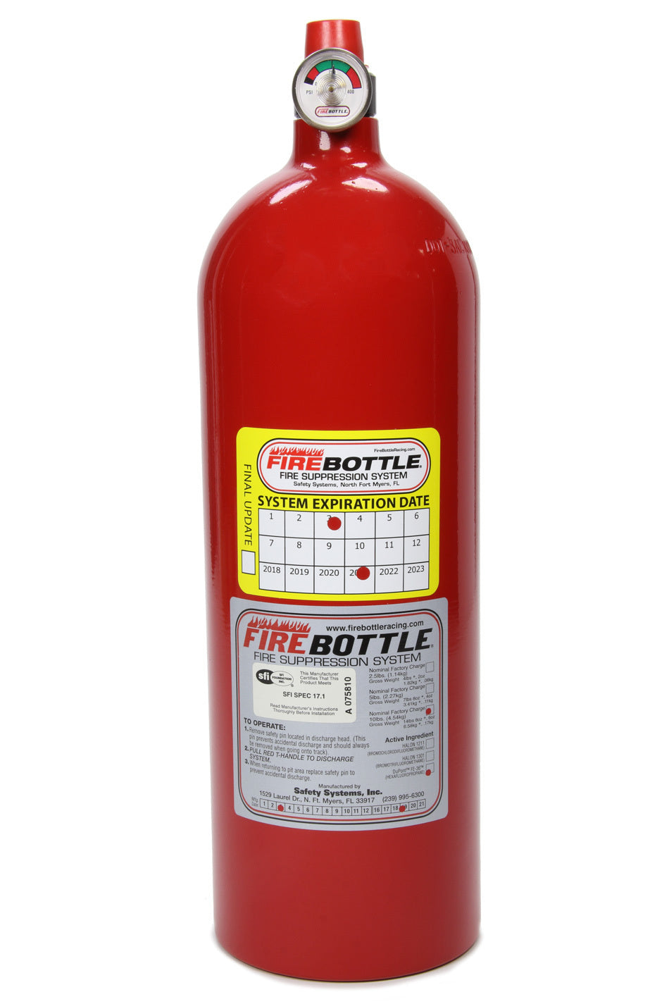 Safety Systems SAFPRC-1000S-N Fire Suppression Bottle Only 10lb NOVEC 1230
