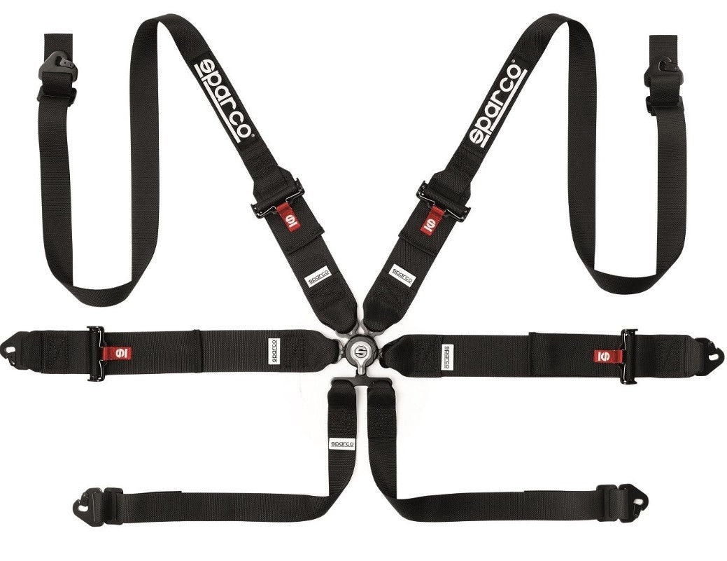 Sparco SCO04818RH1NR Harness 6-Pt 3in to 2in Hans Steel Black
