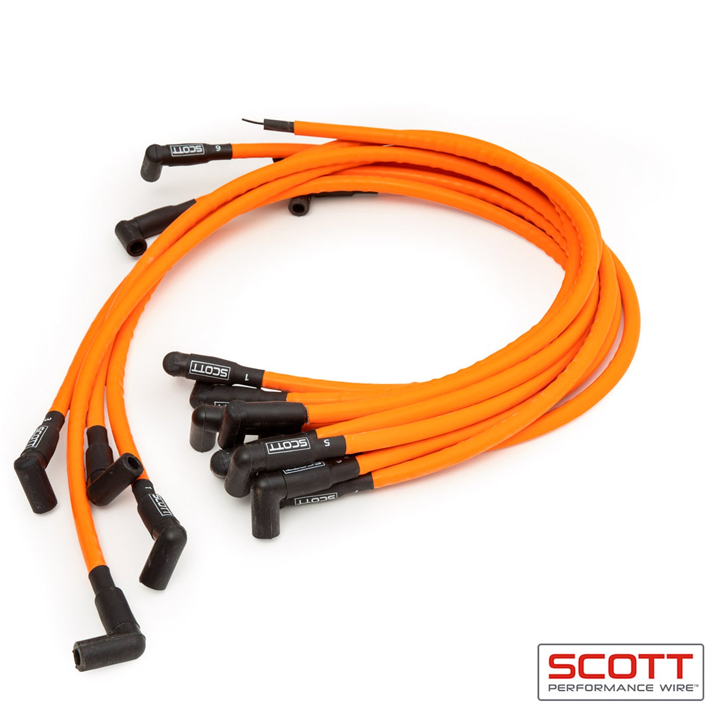 Scott Performance SPWCH-402-5 SBC Spark Plug Wire Set 90-Degree - Orange