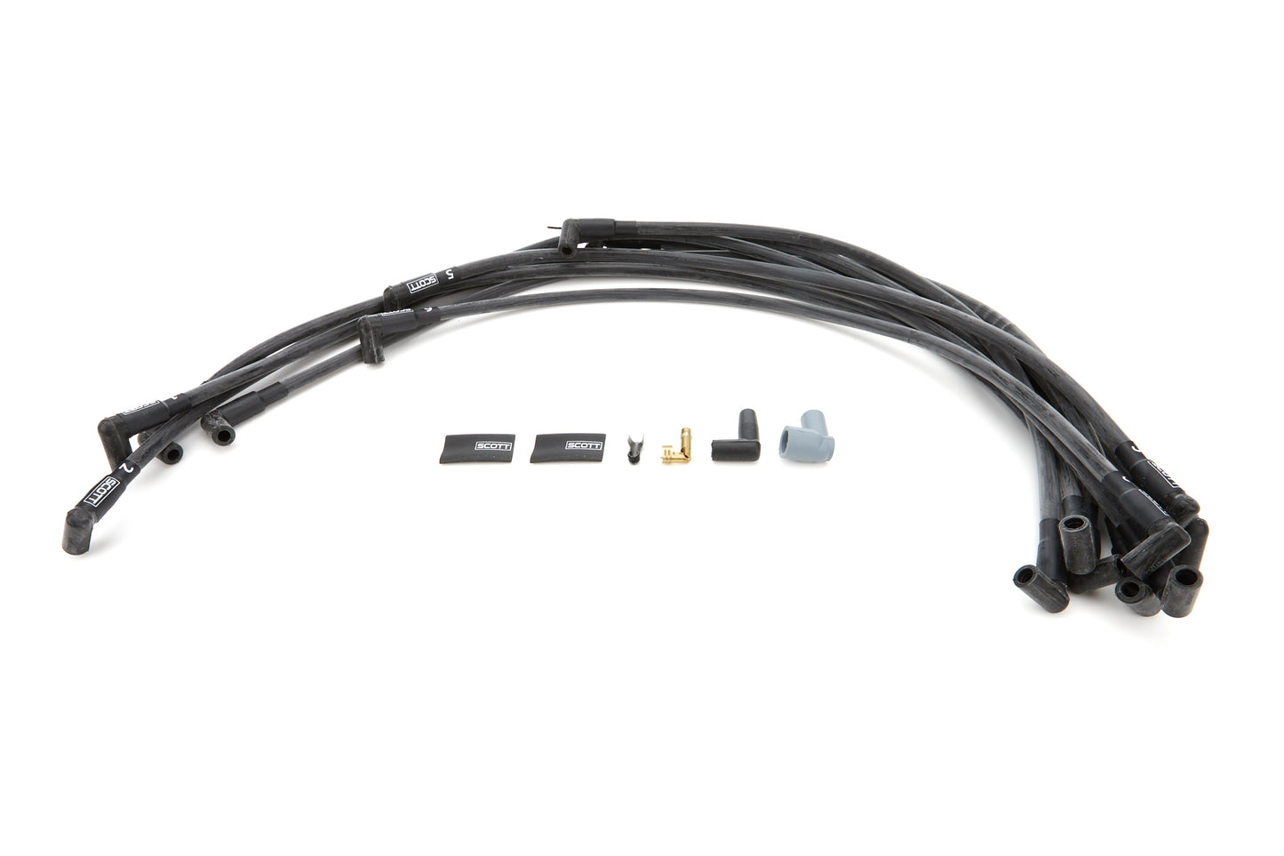 Scott Performance SPWCH-407-1 SBC Spark Plug Wire Set 90-Degree - Black