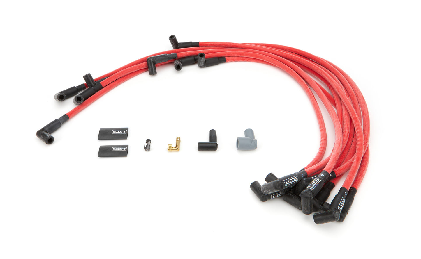 Scott Performance SPWCH-407-2 SBC Spark Plug Wire Set 90-Degree - Red