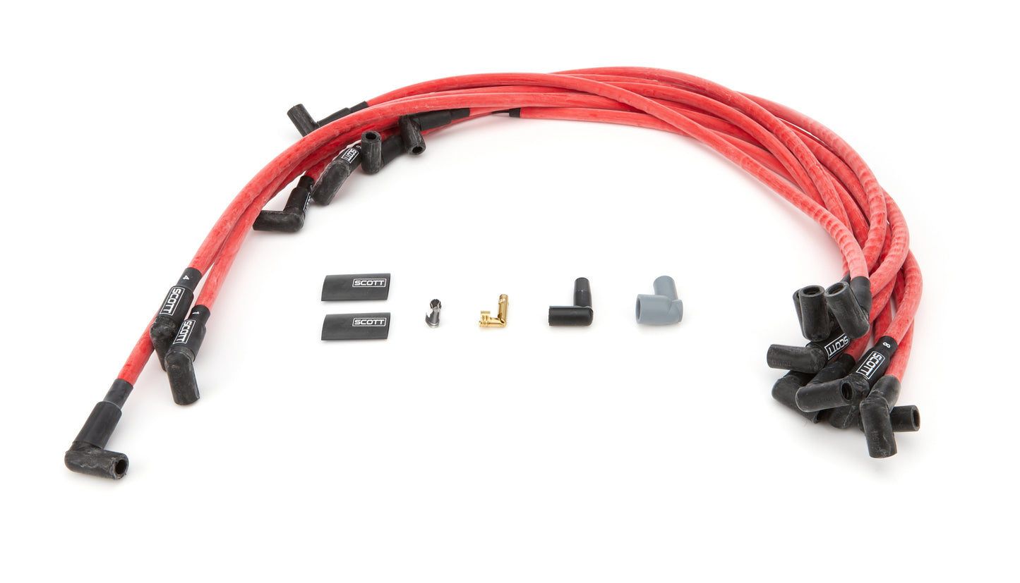 Scott Performance SPWCH-416-2 BBC Spark Plug Wire Set 90-Degree - Red