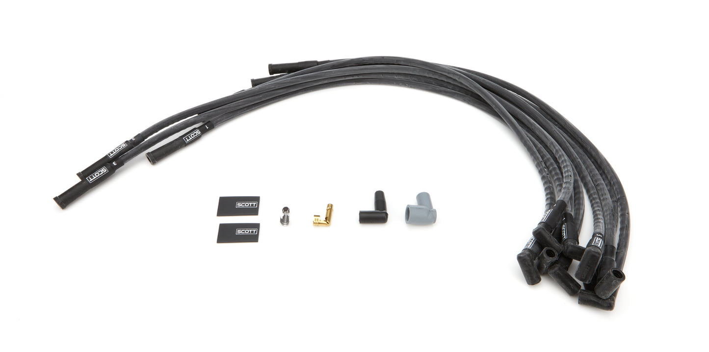 Scott Performance SPWCH-421-1 SBC Spark Plug Wire Set 180-Degree - Black