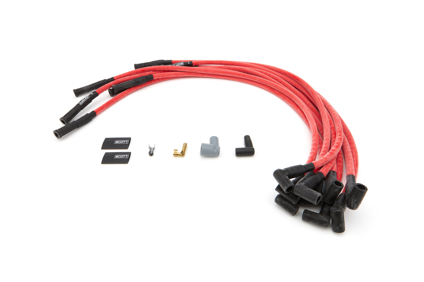 Scott Performance SPWCH-421-2 SBC Spark Plug Wire Set 180-Degree - Red