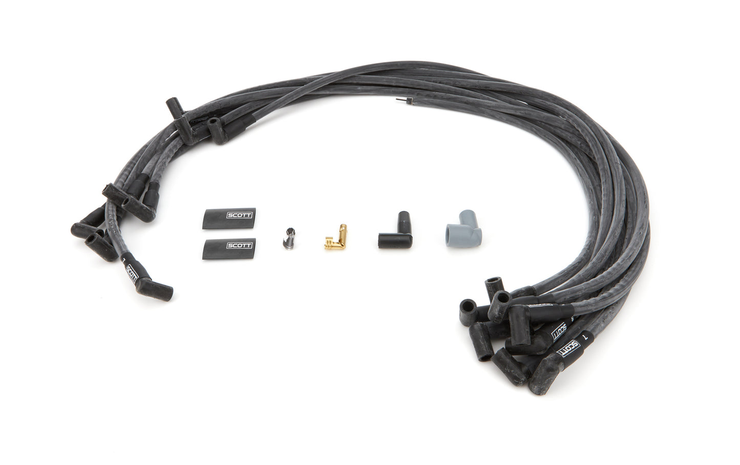 Scott Performance SPWCH-435-1 SBC Spark Plug Wire Set 90-Degree - Black