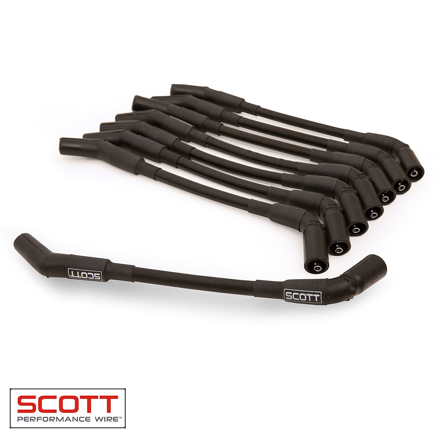 Scott Performance SPWCH-LS-S-1 GM LS Spark Plug Wire Set 45-Degree - Black