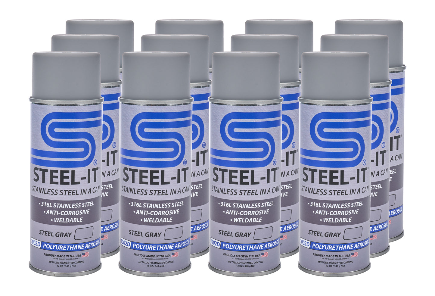 Steel-it STLCASE1002D Steel Gray Polyurethane Case 12 x 12oz Spray Can