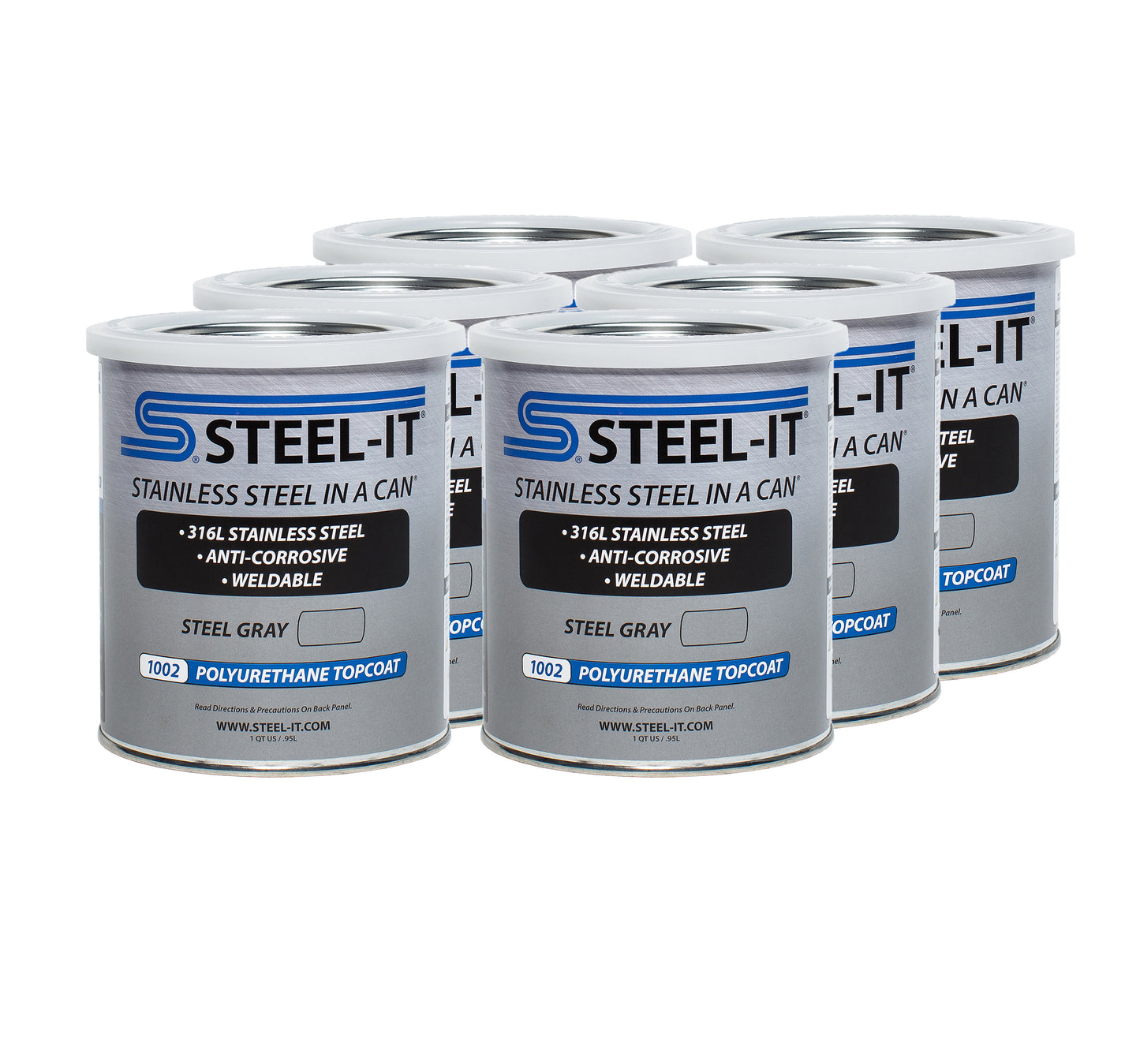 Steel-it STLCASE1002Q Steel Gray Polyurethane Case 6 x 1 Quart