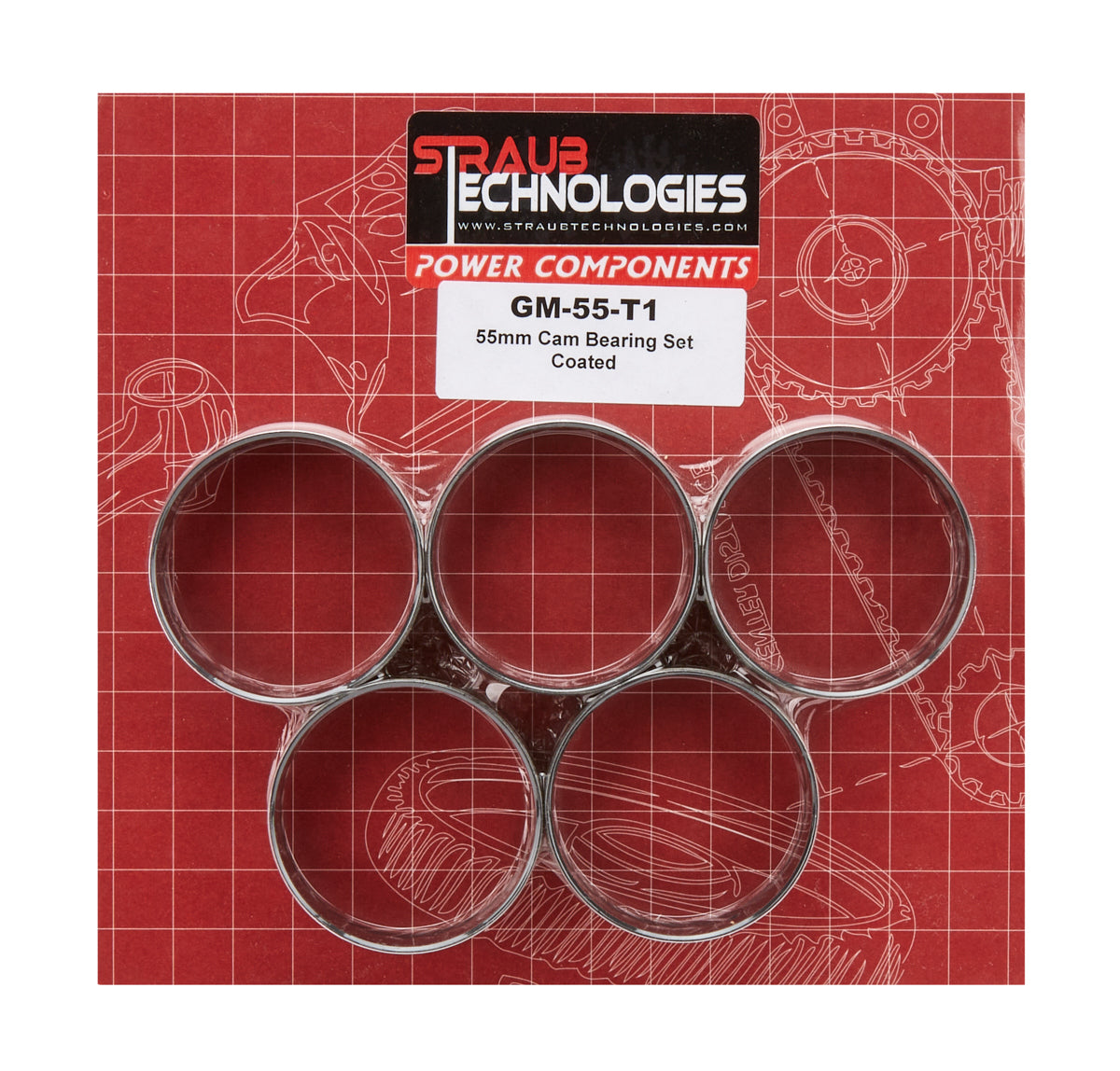 Straub Technologies Inc. STTSTRGM-55-T1 55mm Babbit Cam Bearing Set -Coated w/1 Hole