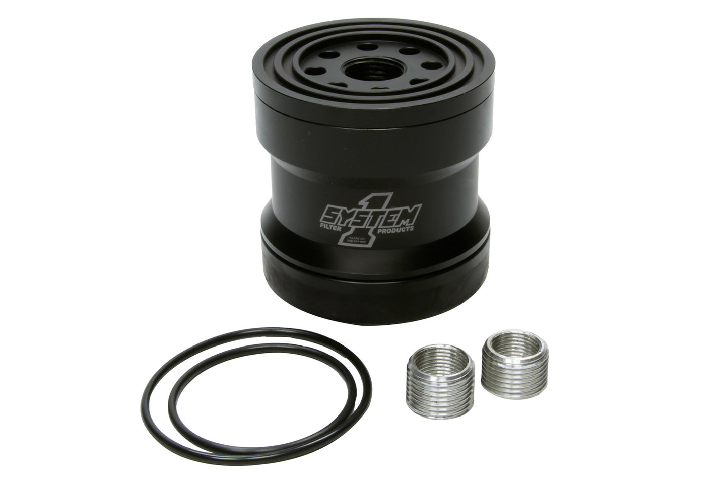 System One SYS209-361B Billet Oil Filter w/Blt Cap 45 Micron - Black