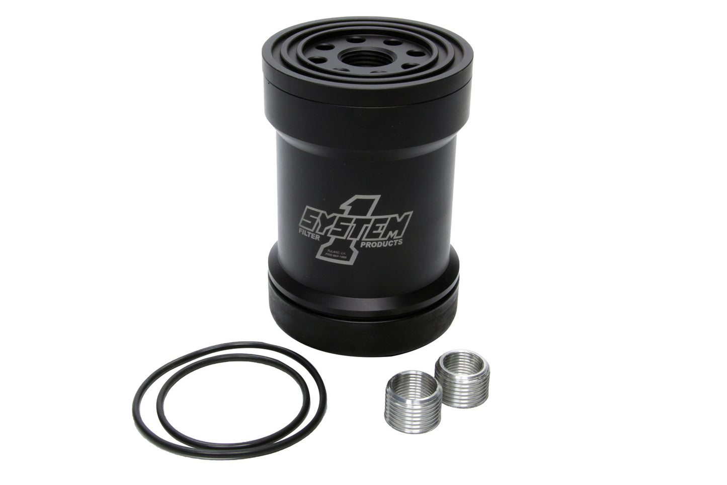 System One SYS209-571B Billet Oil Filter w/Blt Cap 75 Micron - Black