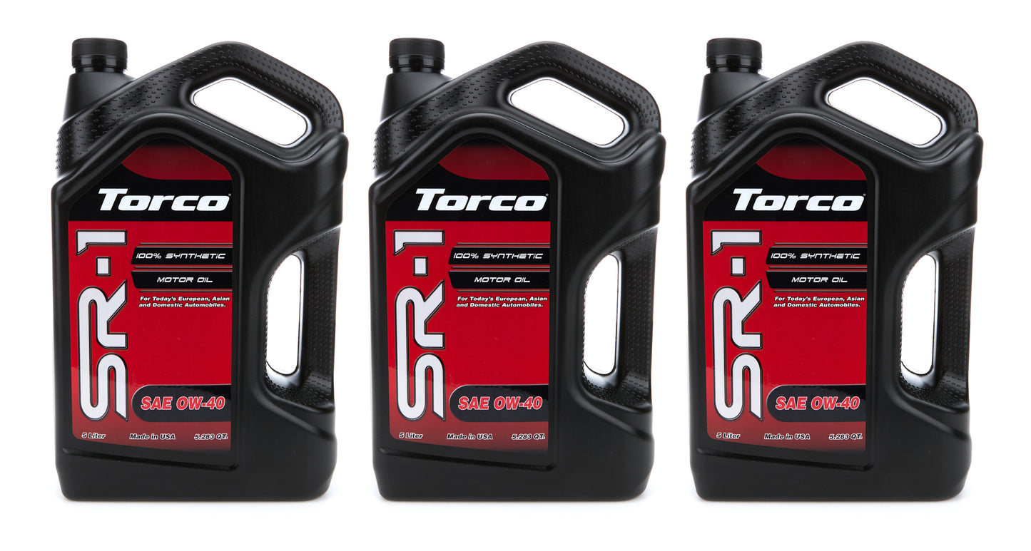 Torco TRCA160040L SR-1 Synthetic Oil 0w40 Case 3 x 5 Liter Bottles