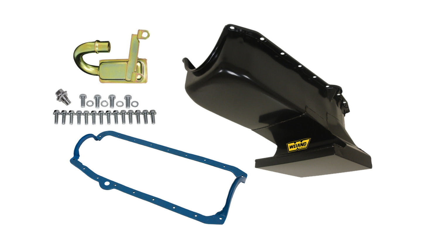Weiand WEI5018 SBC 6qt Oil Pan Kit Black 67 CHEVY II 58-79