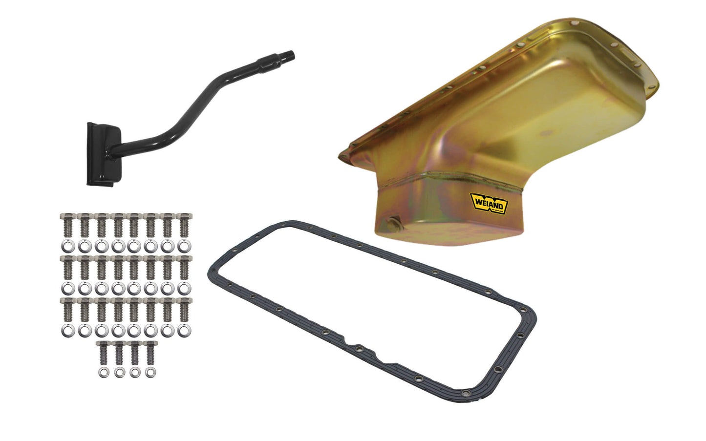 Weiand WEI5031WND 7qt Oil Pan Kit BBM B/RB Zinc Finish Center Sump