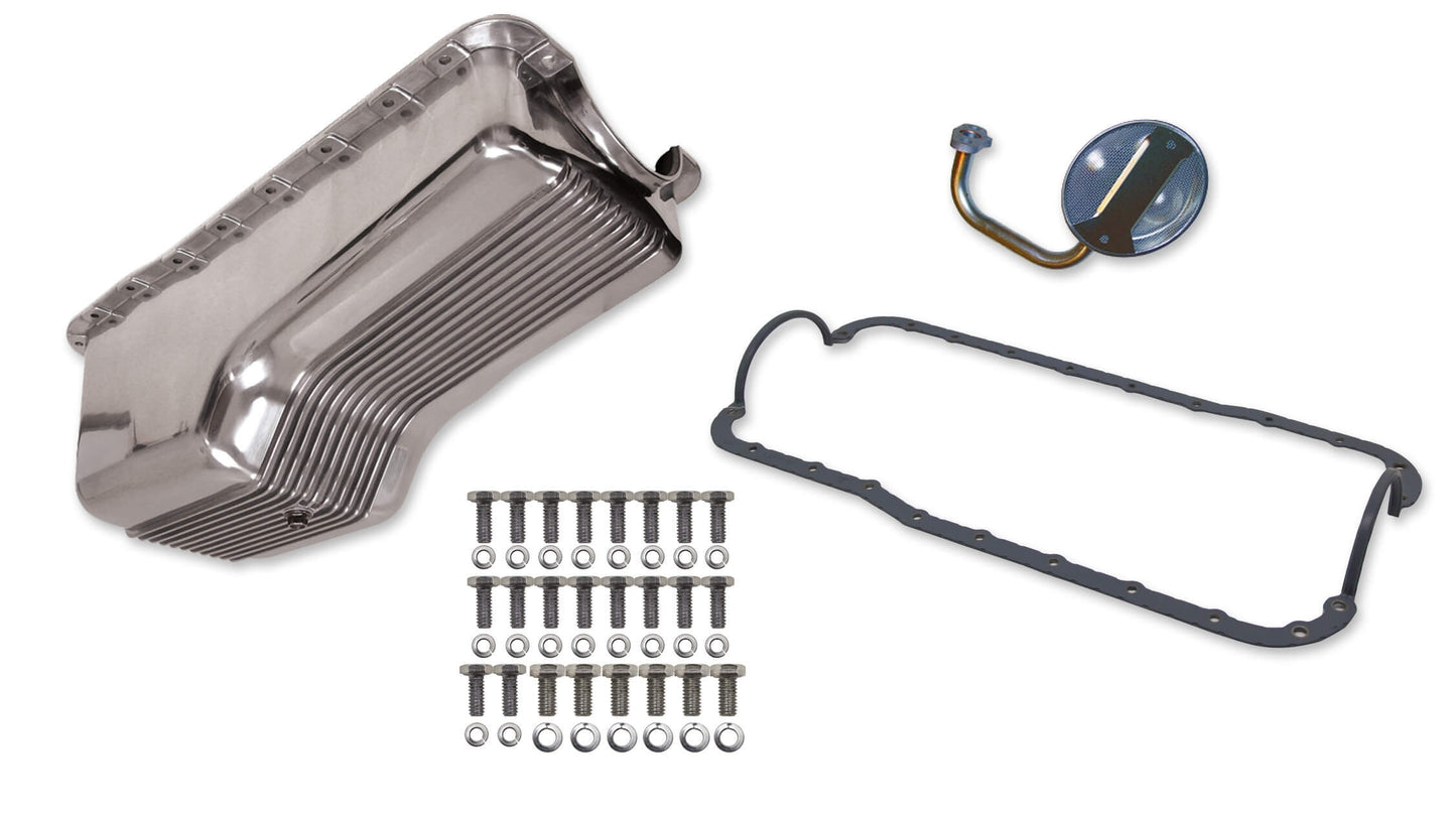 Weiand WEI6524FWND 4qt Alm Finned Oil Pan Kit SBF 289/302 Polished