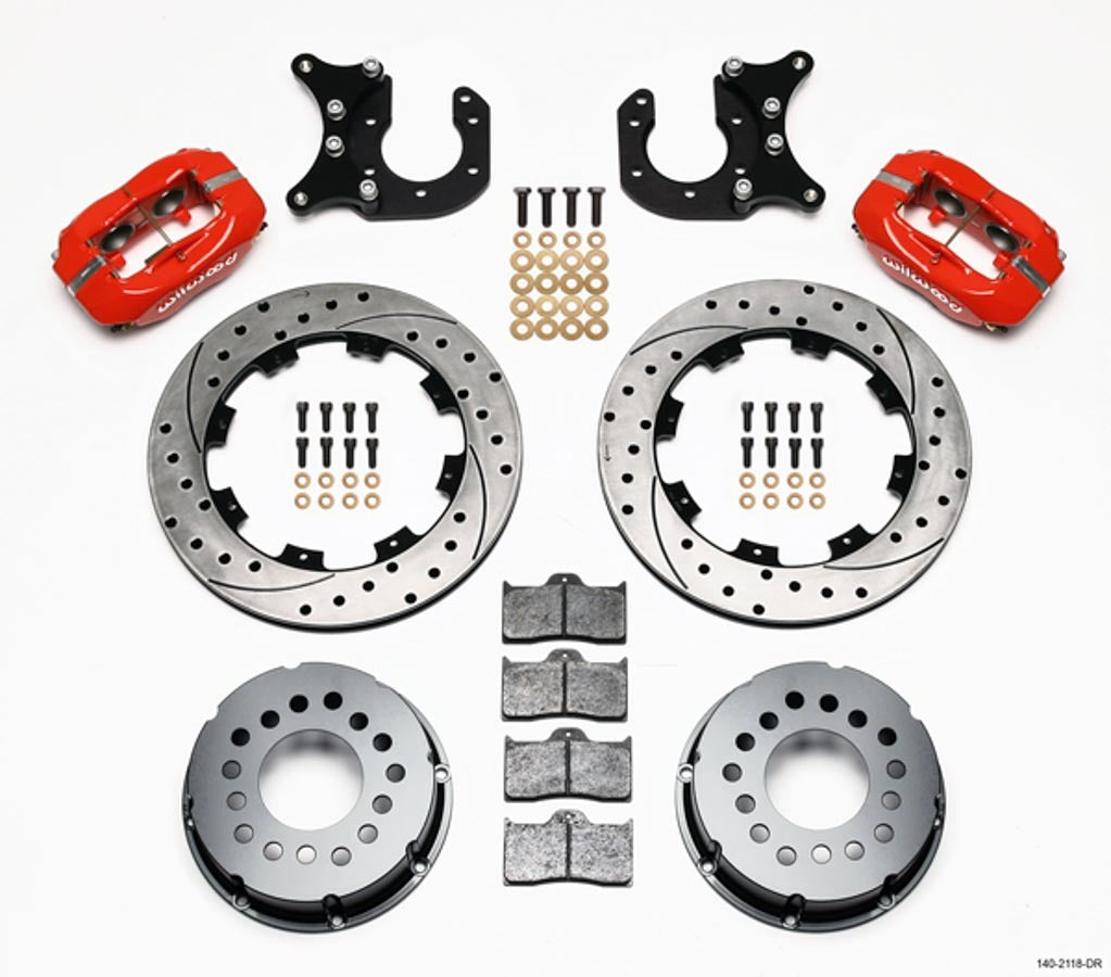 Wilwood WIL140-2118-DR P/S Rear Disc Kit New Big Ford Drilled Red