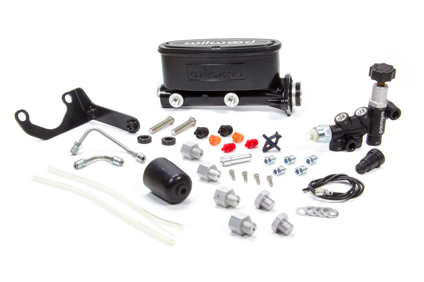Wilwood WIL261-13270-BK Alum Tandem M/C Kit w/ Brkt & Prop Valve 1.12in