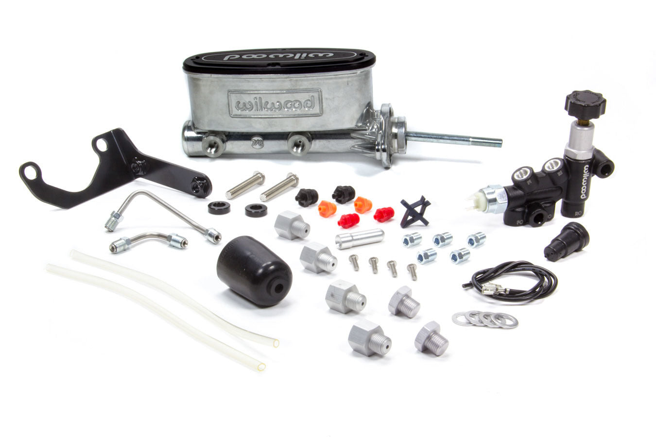 Wilwood WIL261-13271-P Alum Tandem M/C Kit w/ Brkt & Prop Valve 7/8in