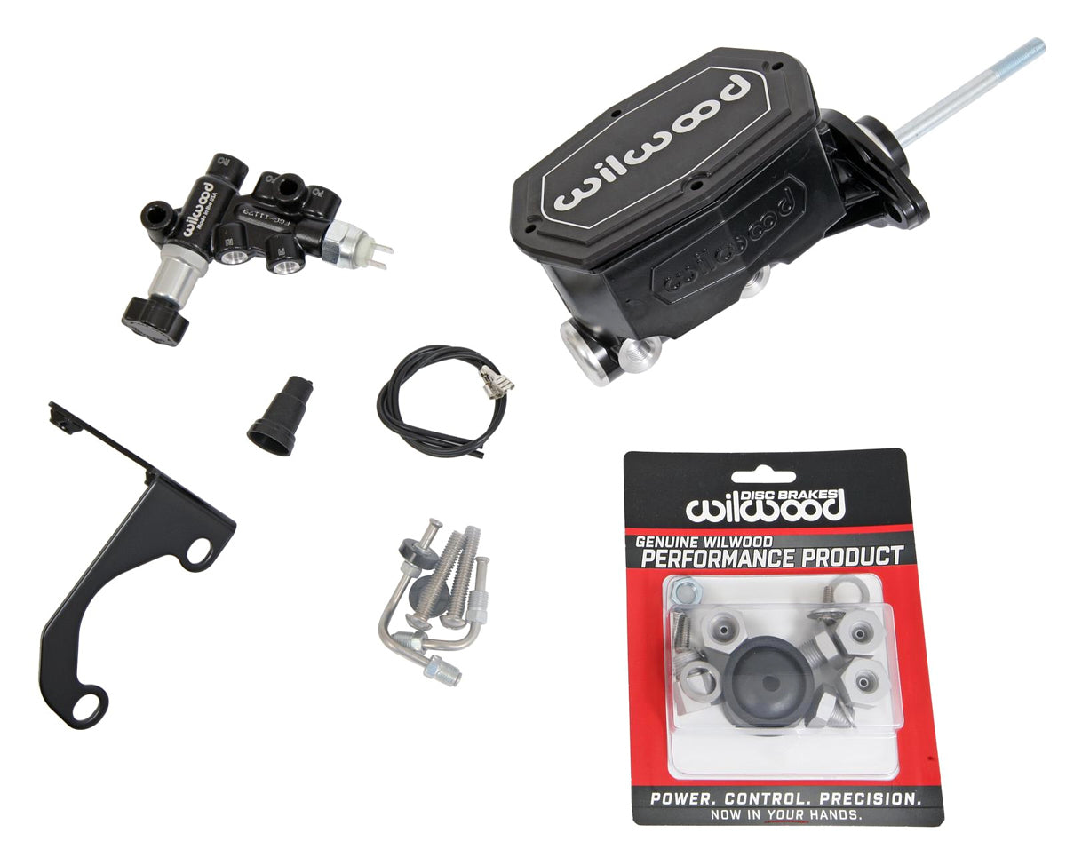 Wilwood WIL261-14962-BK Alum. Tandem M/C Kit w. Brkt Prop Valve 15/16in
