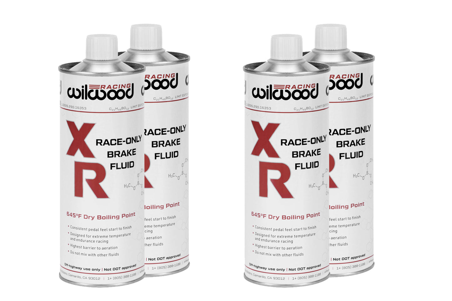 Wilwood WIL290-16354 Brake Fluid XR Racing 500ml Can NON-DOT 4pk