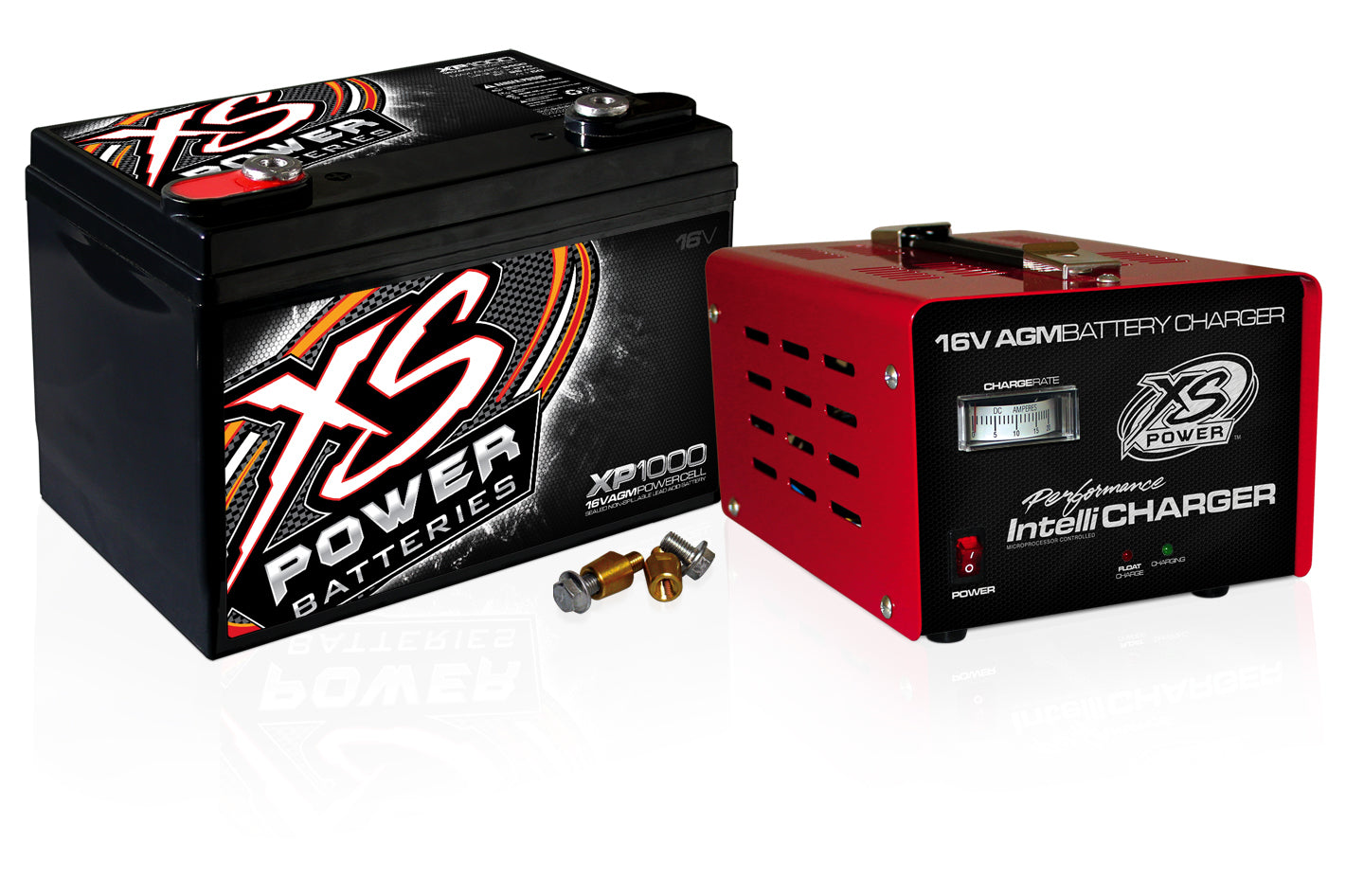Xs Power Battery XSPXP1000CK2 AGM Battery 16V 2 Post w/15A IntelliCharger