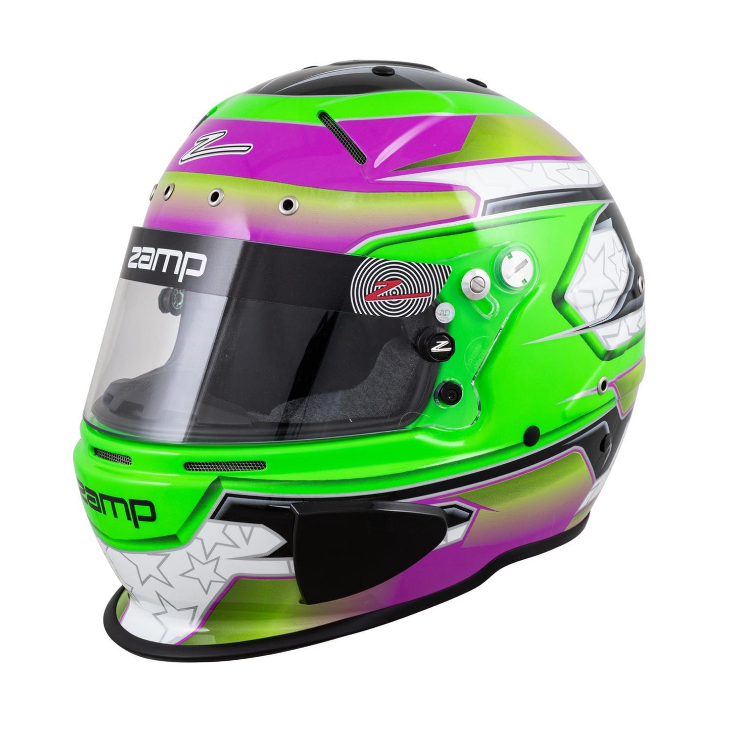 Zamp ZAMH760C39L Helmet RZ-70E Switch L Grn/Purp SA2020/FIA